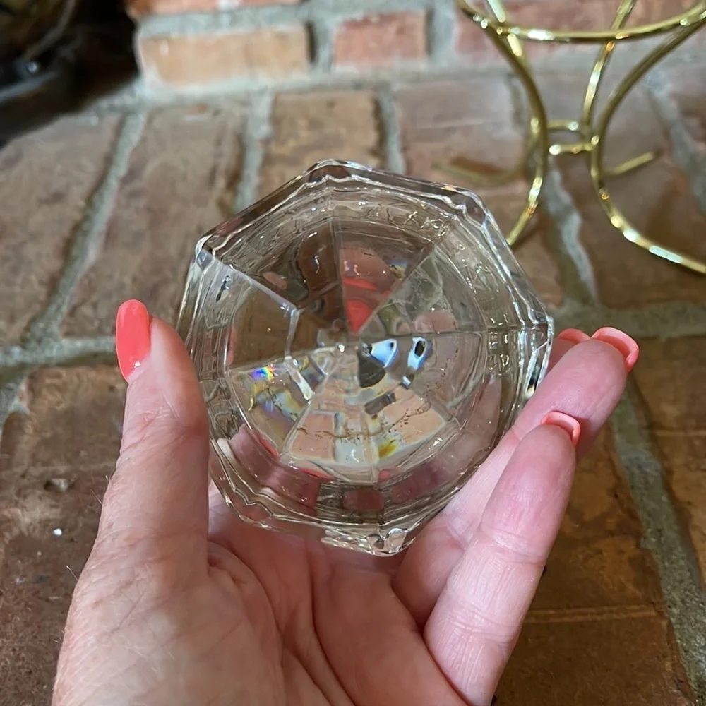 PartyLite Solitaire Crystal & Brass Candle Holder